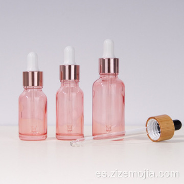 Frascos cuentagotas de vidrio de aceite esencial rosa